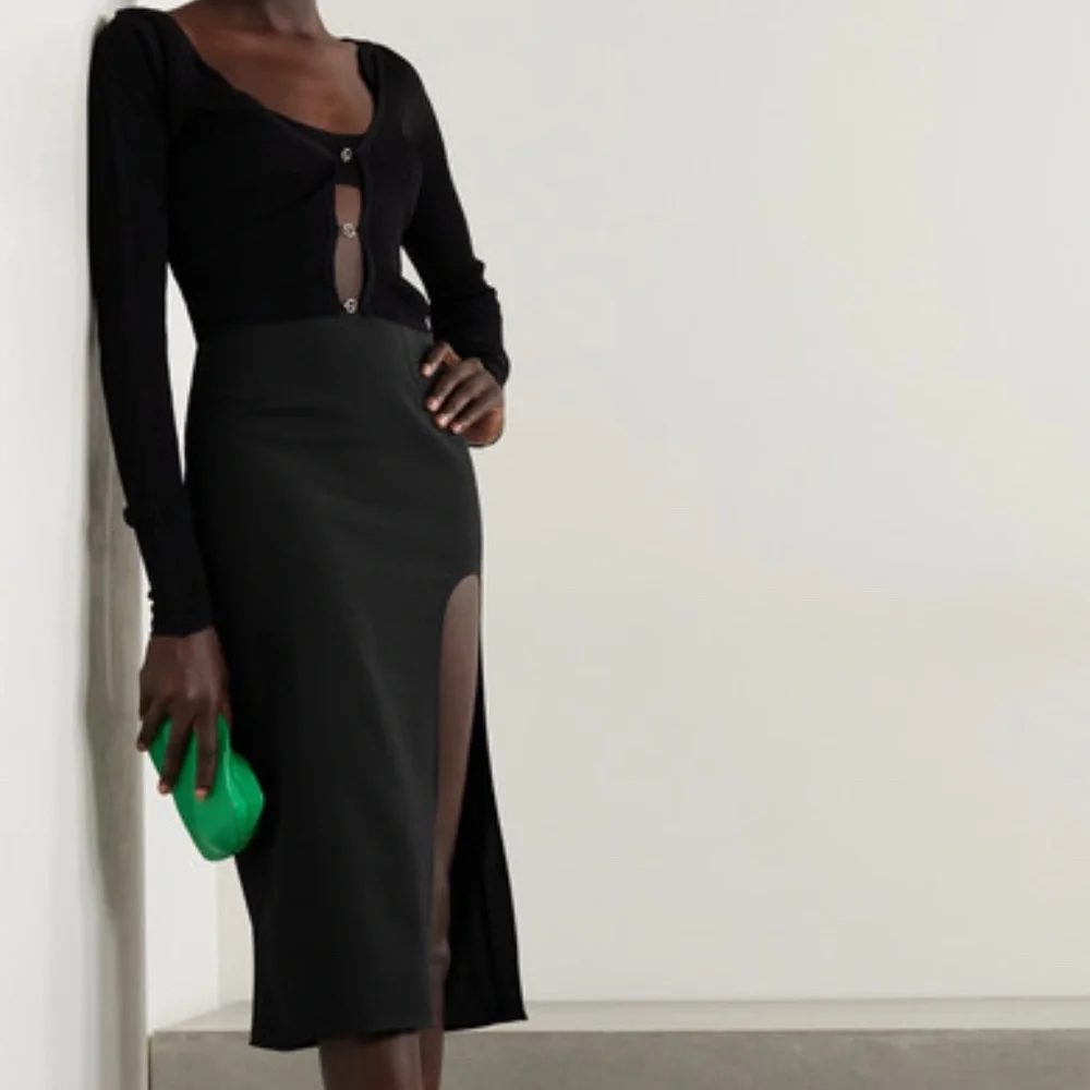 Mugler Black Wool Cut-Out skirt Size FR40